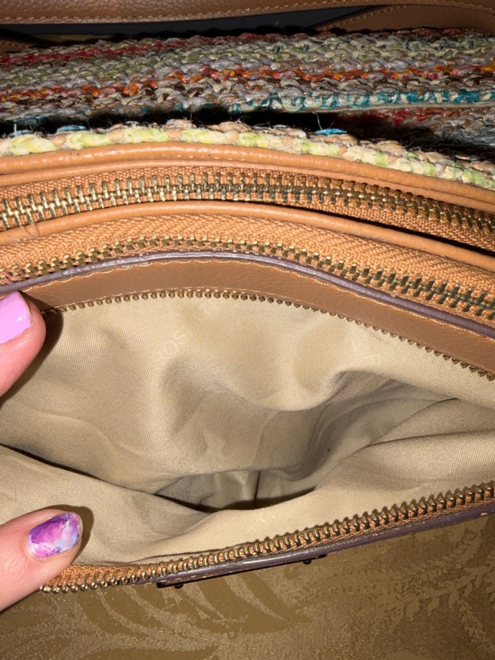 Rosetti Multicolor Crochet Tote with Tan Trim - Picture 8 of 12